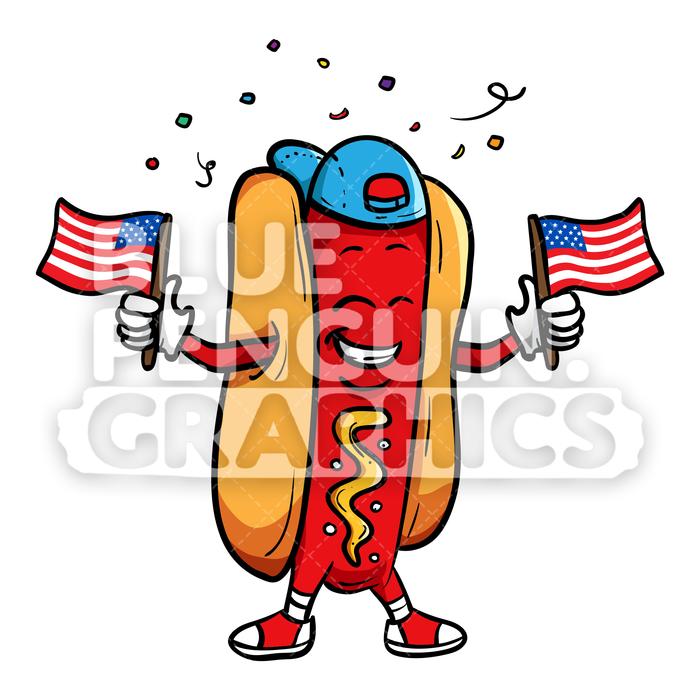 700x700 Cool Hot Dog Celebrating American Independence Day July Vector