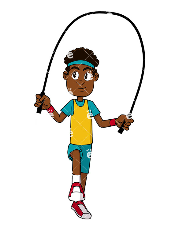 585x755 A Black Man Exercising With A Jump Rope Vector Clipart
