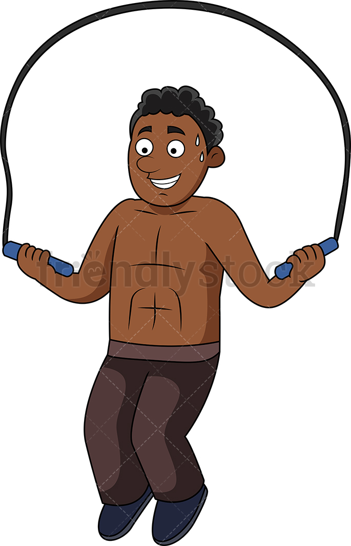 685x1064 Fit Black Man Using Jump Rope Cartoon Vector Clipart