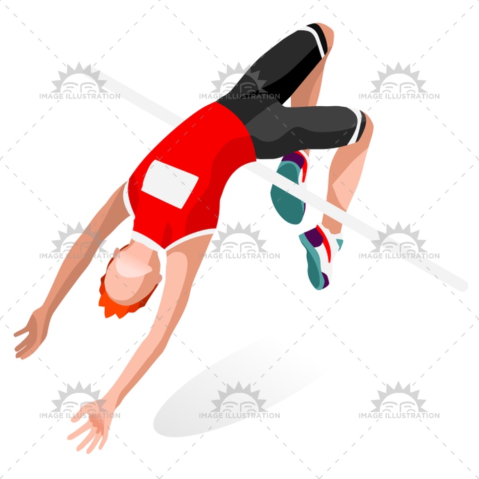 690x690 Athletics Jump Sports Isometric Vector Illustration