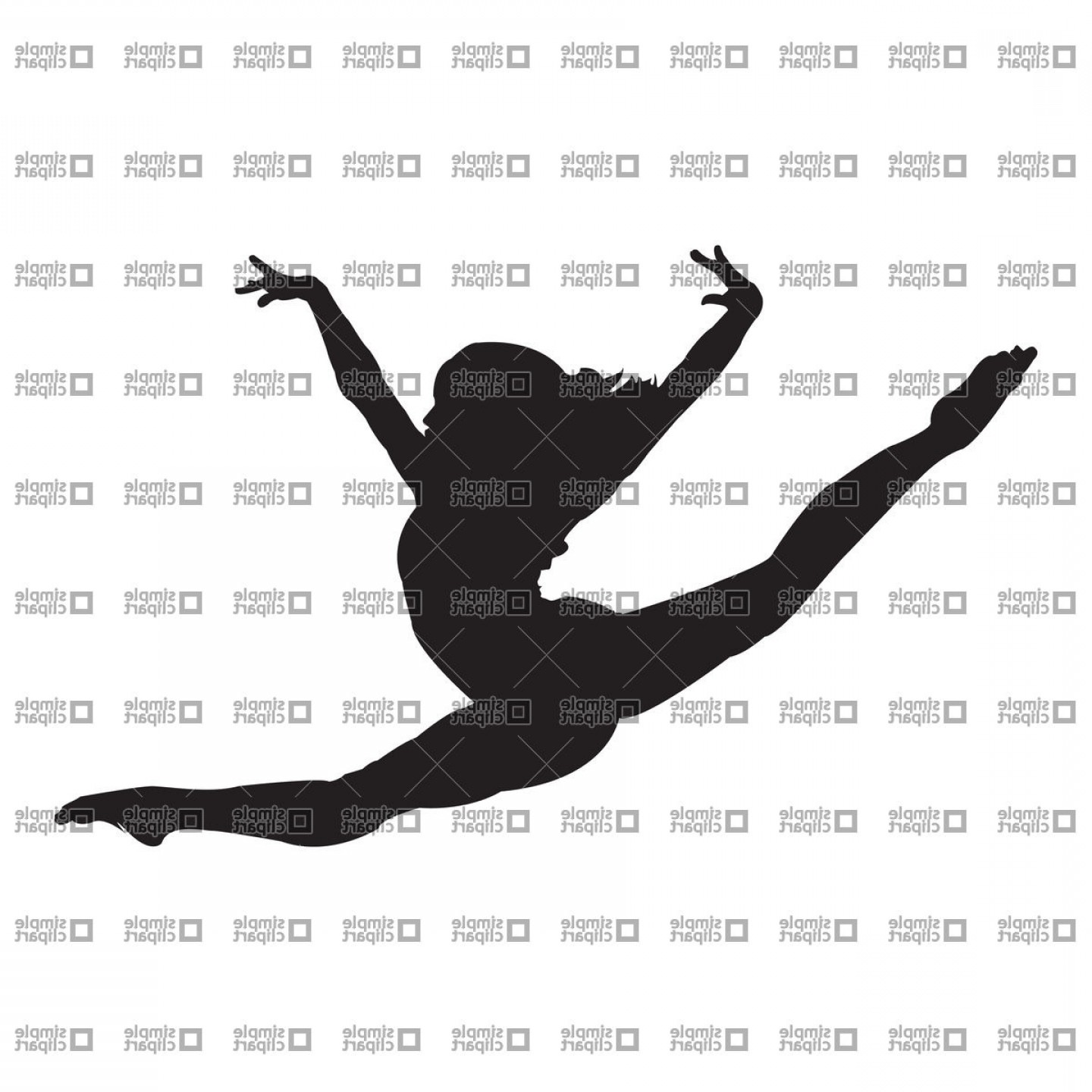 1440x1440 Silhouette Of Gymnast Doing The Split In Jump Vector Clipart