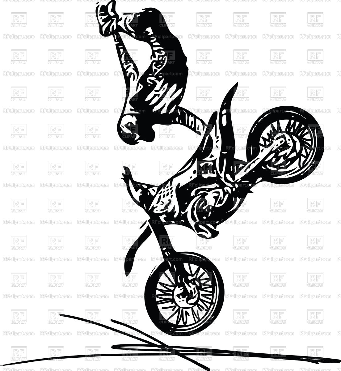 1104x1200 Extreme Motocross Racer Vertically Over Motorcycle, Jump Vector