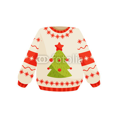 400x400 Christmas Sweater With Cute Holiday Ornament, Knitted Warm Winter