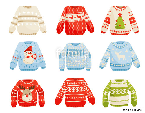 500x389 Christmas Sweaters Set, Warm Knitted Jumper With Cute Ornaments