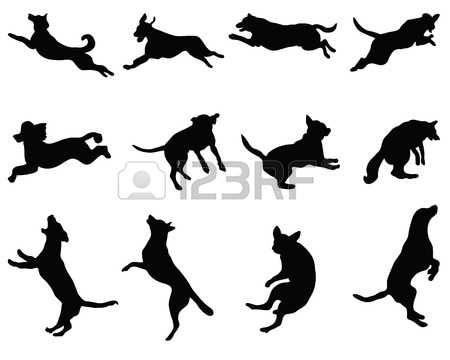 Jumping Dog Black Silhouettes Of Jumping Dogs, Vector Dog Stuff 450x360 Jumping Dog Black Silhouettes Of Jumping Dogs, Vector Dog Stuff