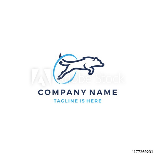 Jumping Dog With A Round Obstacle Vector Logo Template 500x500 Jumping Dog With A Round Obstacle Vector Logo Template