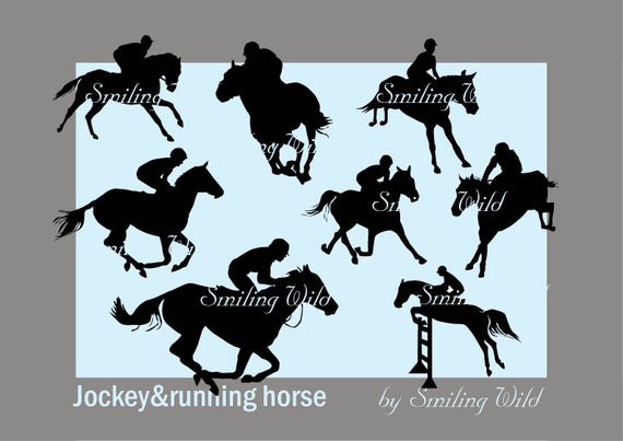 570x403 Jockey Running Horse Silhouette Clipart Horse Png Vector Etsy