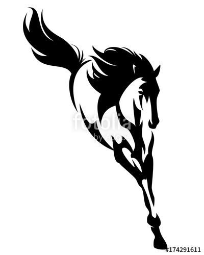 400x500 Beautiful Jumping Horse Black And White Vector Design Stock Image