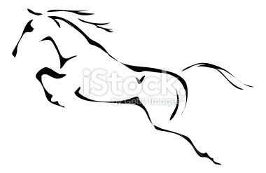 380x247 Black And White Vector Outlines Of Jumping Horse Tatts Horse