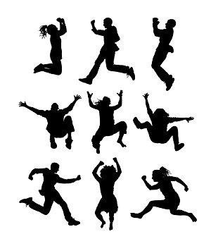 300x349 Free People Jumping Silhouettes Clipart And Vector Graphics