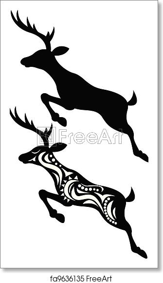 335x580 Free Art Print Of Deer Jumping Silhouette Vector Illustration