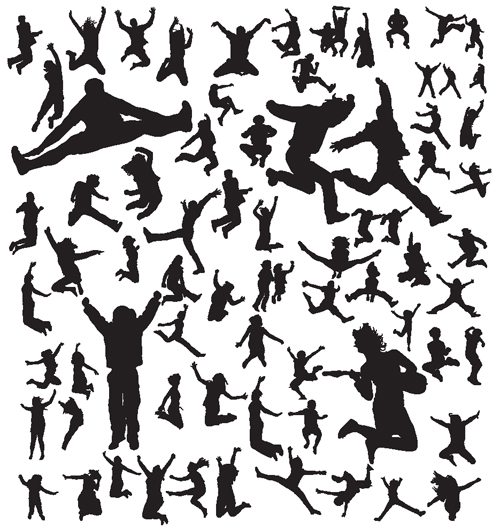 500x530 Jumping People Silhouettes Vector Free Download