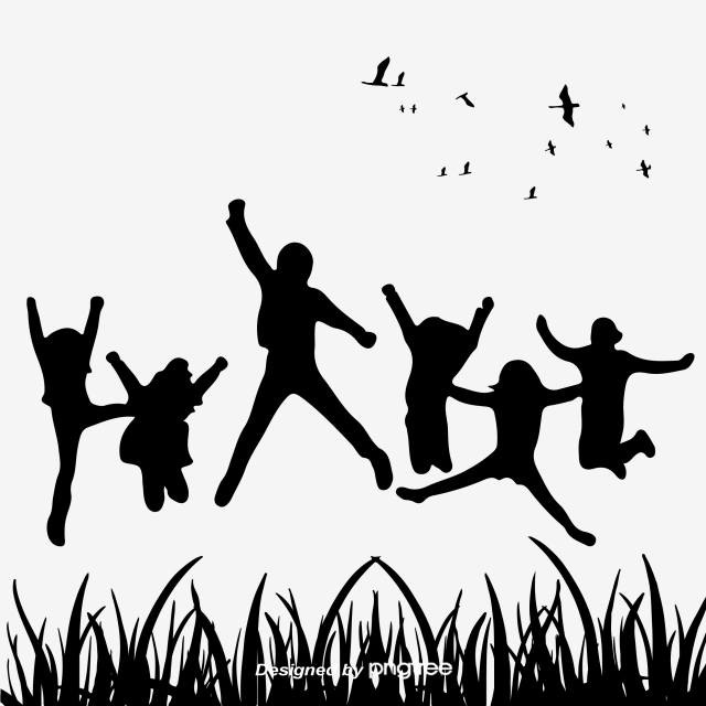 640x640 Jumping Silhouette Of Happy Children, Children, Element