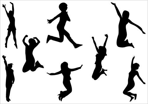 501x351 Jumping Women Silhouette Clip Art Pack Silhouette Clip Art