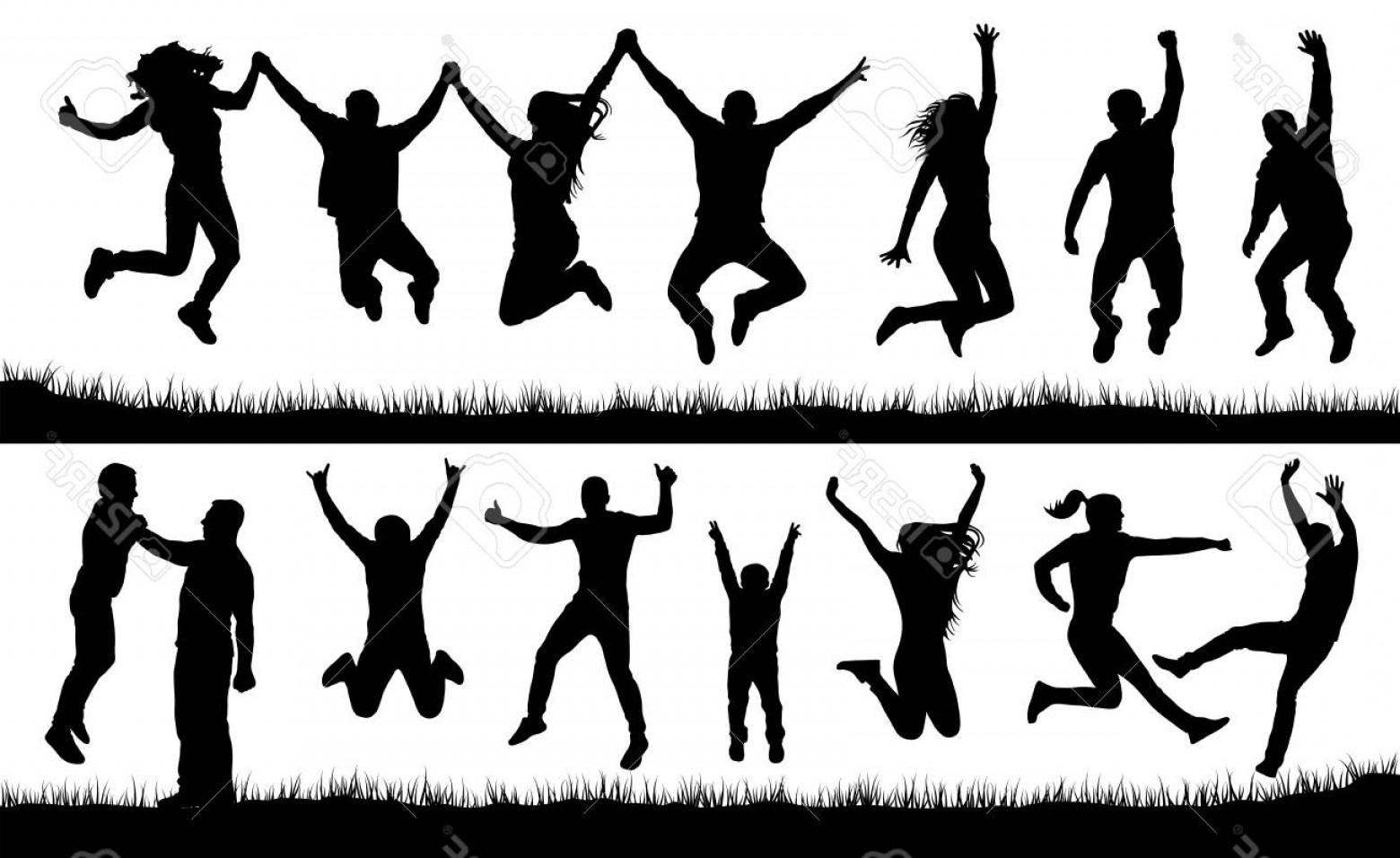 1560x956 Photostock Vector Crowd Of People Jumping Friends Man And Woman