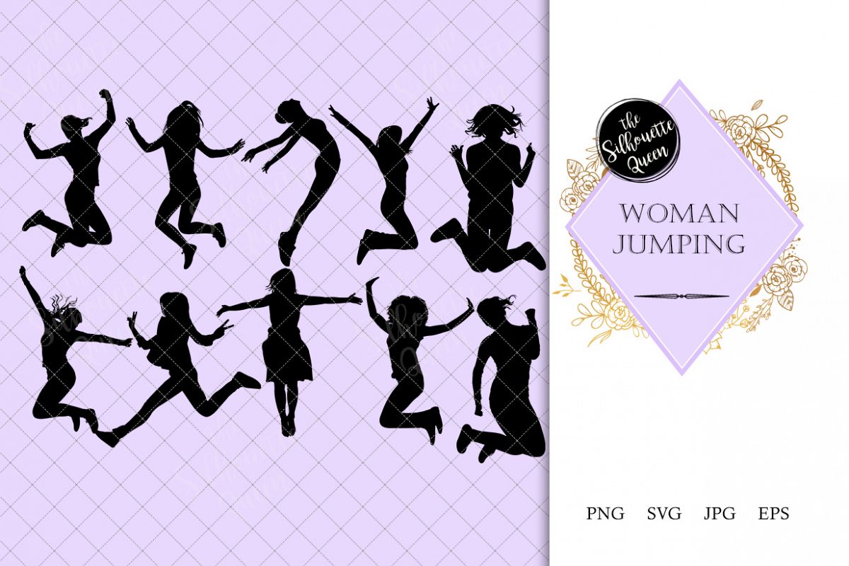 1200x800 Woman Jumping Silhouette Female Jump With Joy Vector Happ