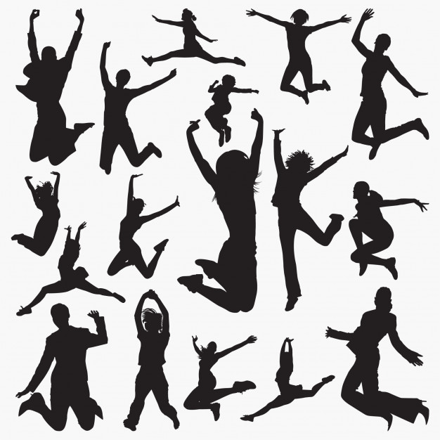 626x626 Woman Jumping Silhouettes Vector Premium Download