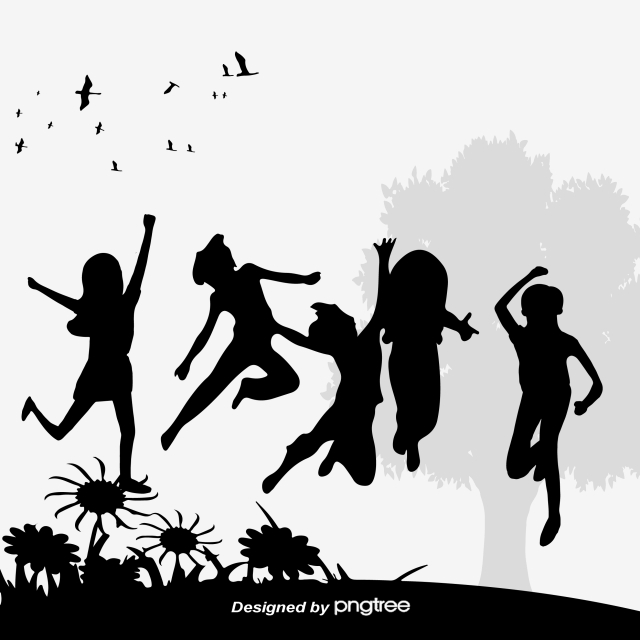 640x640 Childrens Happy Jump Silhouette, Children, Element, Silhouette Png