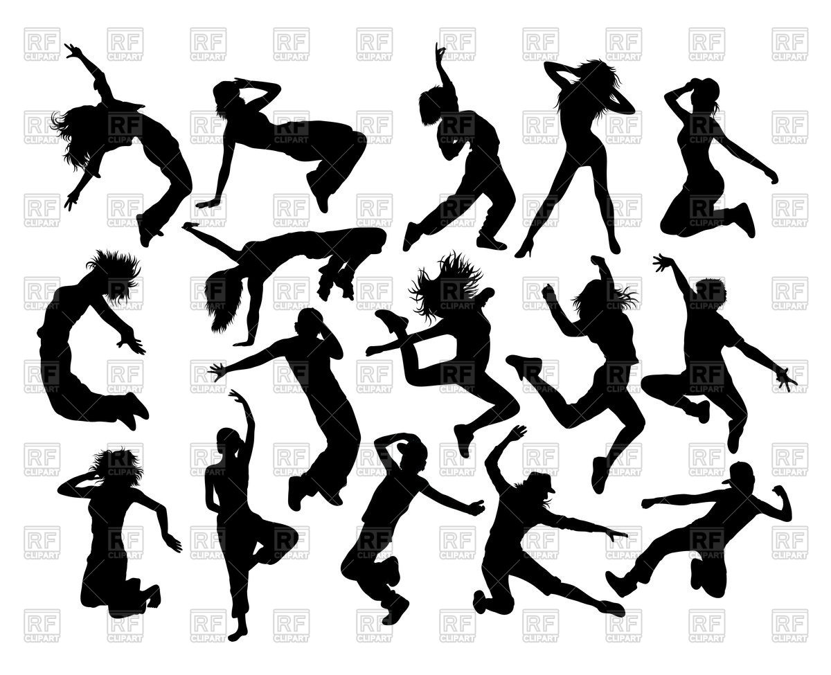 1200x975 Cool Dance And Happy Jumping Expression Silhouettes Vector Image