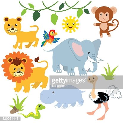 414x415 Jungle Animals Vector Illustration Premium Clipart