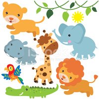 200x200 Jungle Animals Vector Illustration Stock Vectors
