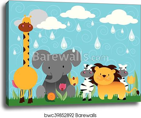453x379 Jungle Animals Vector Cartoon Canvas Print Barewalls Posters