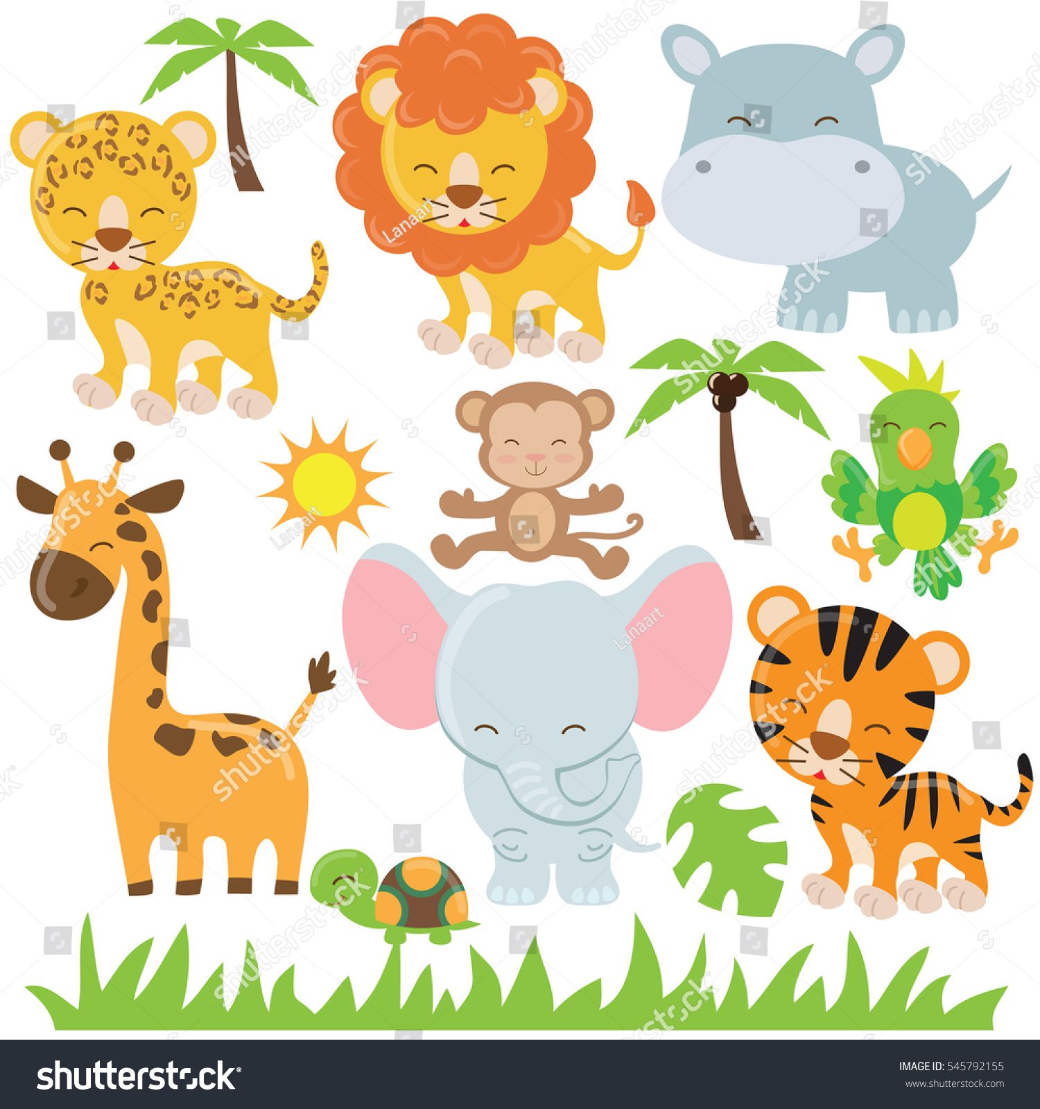 1500x1600 Jungle Animals Vector Cartoon Illustration Decoracion Selva