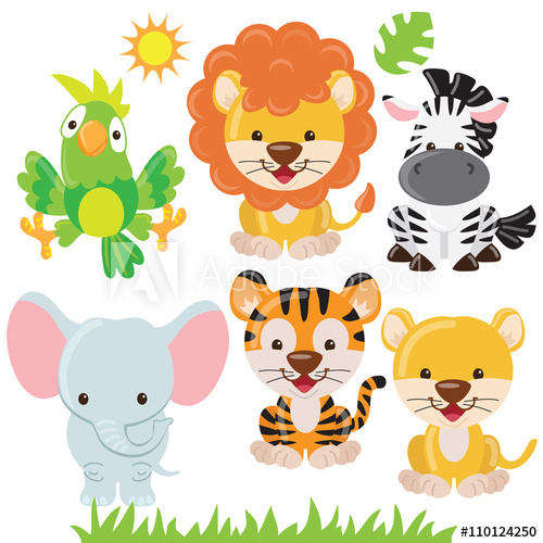 500x500 Jungle Animals Vector Illustration