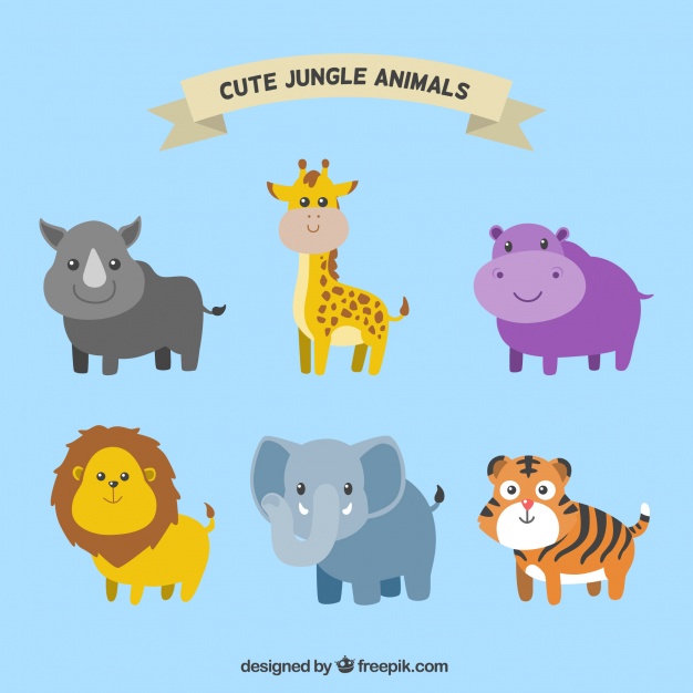 626x626 Pack Of Smiling Jungle Animals Vector Free Download