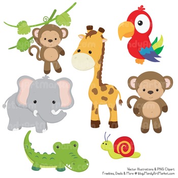 350x350 Wild Friends Cute Jungle Animals Clipart Vectors