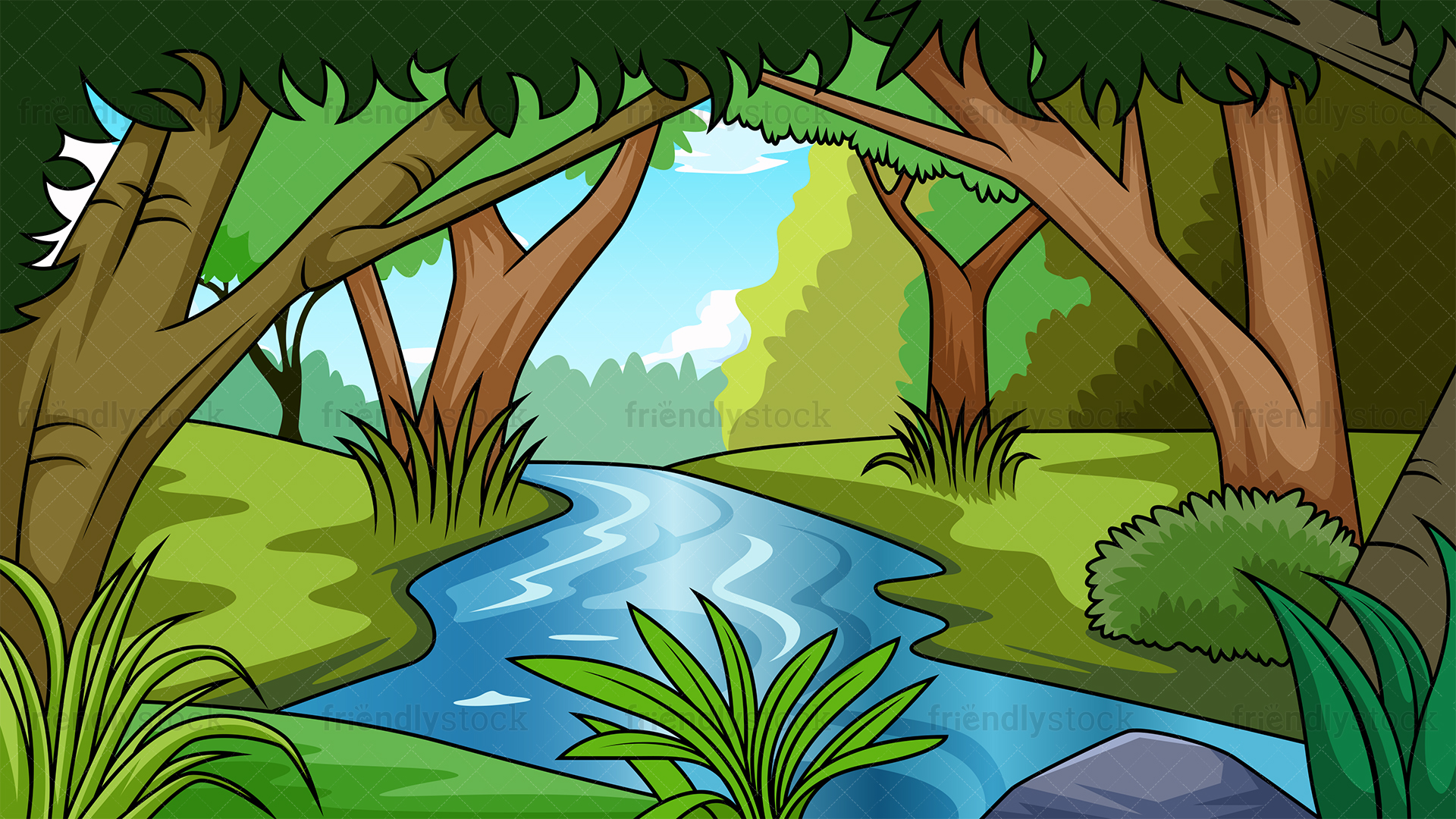Река в джунглях рисунок