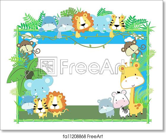 560x470 Free Art Print Of Baby Animals Frame Vector Cute Jungle Baby