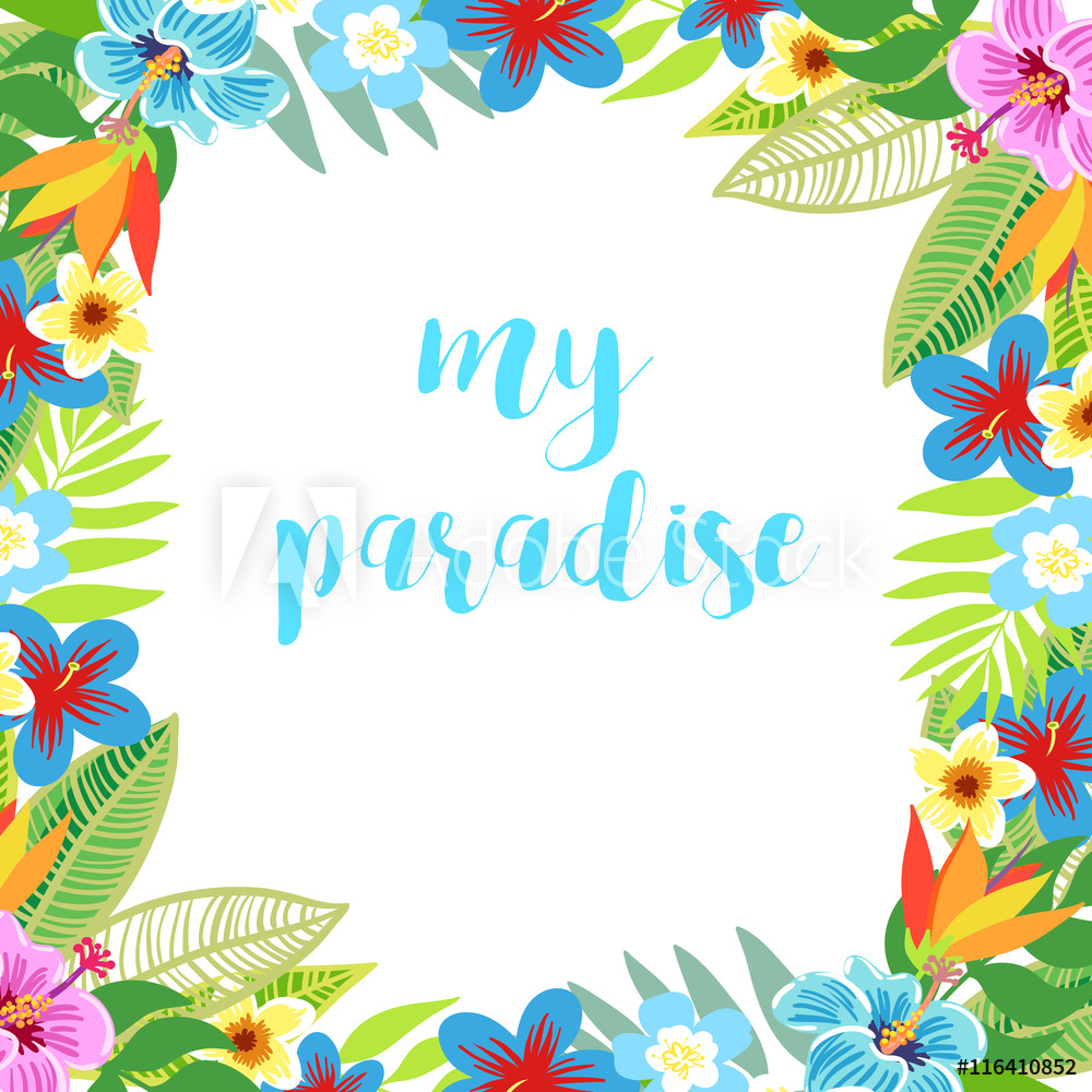 1000x1000 Photo Art Print Beautiful Vector Floral Jungle Frame Wreath