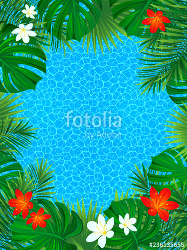 375x500 Tropical Poster Exotic Jungle Rainforest Palms Leaves, Monstera
