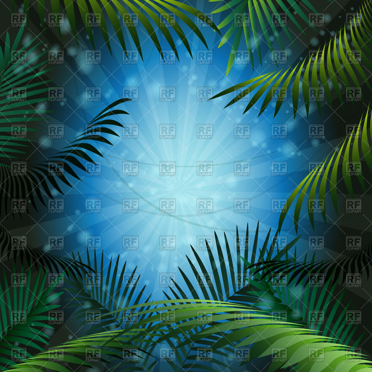 1200x1200 Colorful Frame With Tropical Jungle Trees Vector Image Of Borders