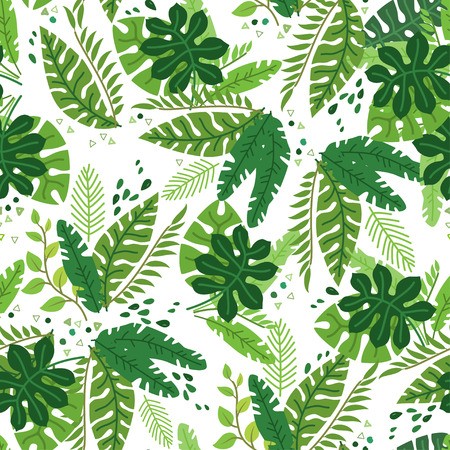 450x450 Tropical Leaves Vector Pattern Summer Equatorial Rainforest