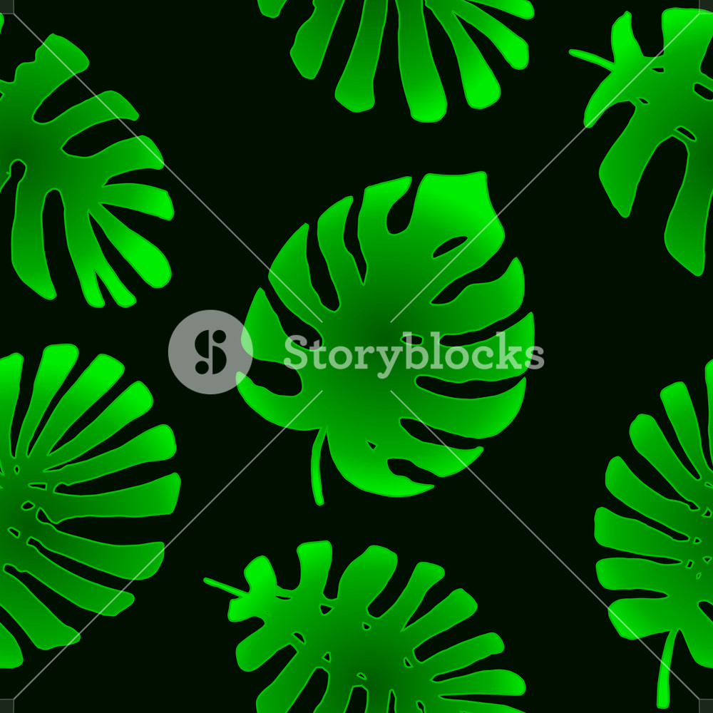 1000x1000 Tropical Palm Leaves, Jungle Leaves Seamless Vector Floral Pattern