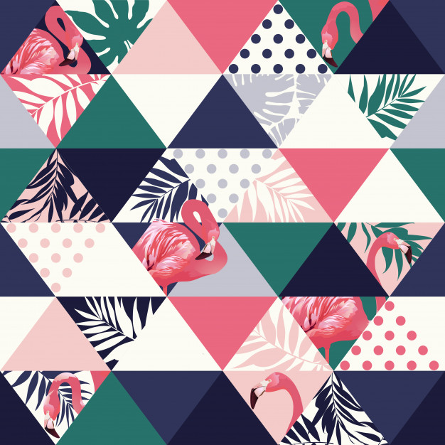 626x626 Jungle Pink Flamingos Seamless Pattern Vector Premium Download