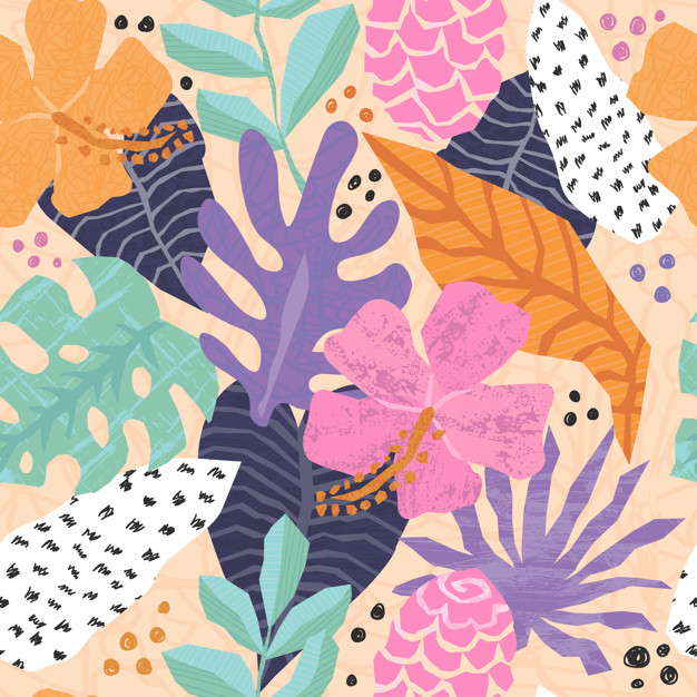 626x626 Vector Seamless Pattern With Tropical Jungle Leaves Vector