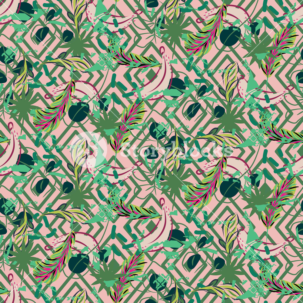 1000x1000 Eclectic Exotic Jungle Plant Tropical Palm Pattern Seamless