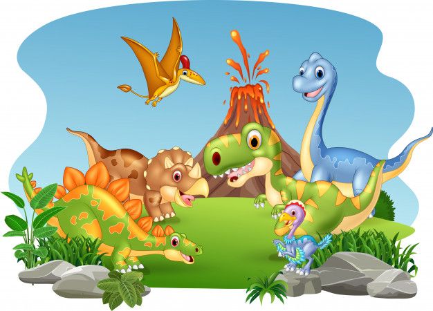 626x450 Cartoon Happy Dinosaurs In The Jungle Vector Premium Download
