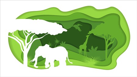 450x253 Paper Crafted Cutout World Concept Of Tropical Rainforest Jungle