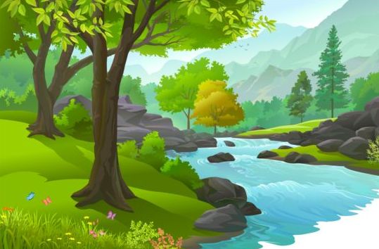 539x354 Beautiful Jungle Landscape Vector Graphics Free Download