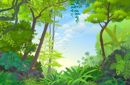 539x353 Beautiful Jungle Landscape Vector Graphics Free Download