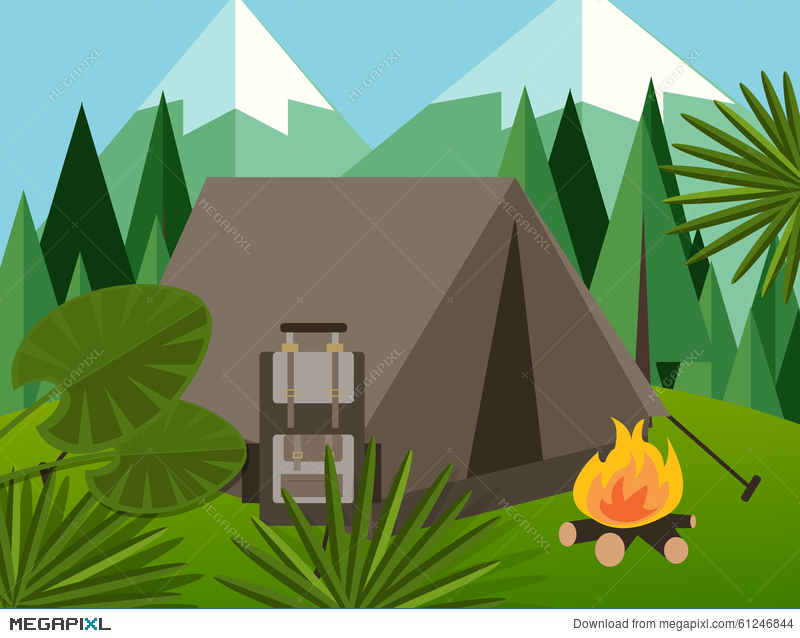 800x638 Camp Forest Mountain Flat Background Illustration Pine Tree