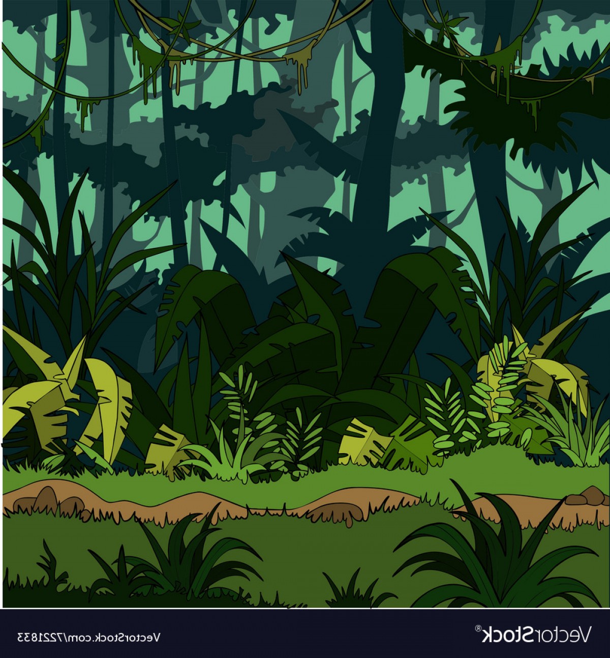 1200x1293 Cartoon Green Thickets In The Jungle Vector Handandbeak