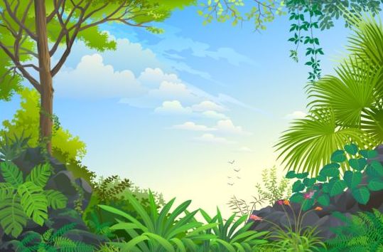 539x354 Beautiful Jungle Landscape Vector Graphics Free Download