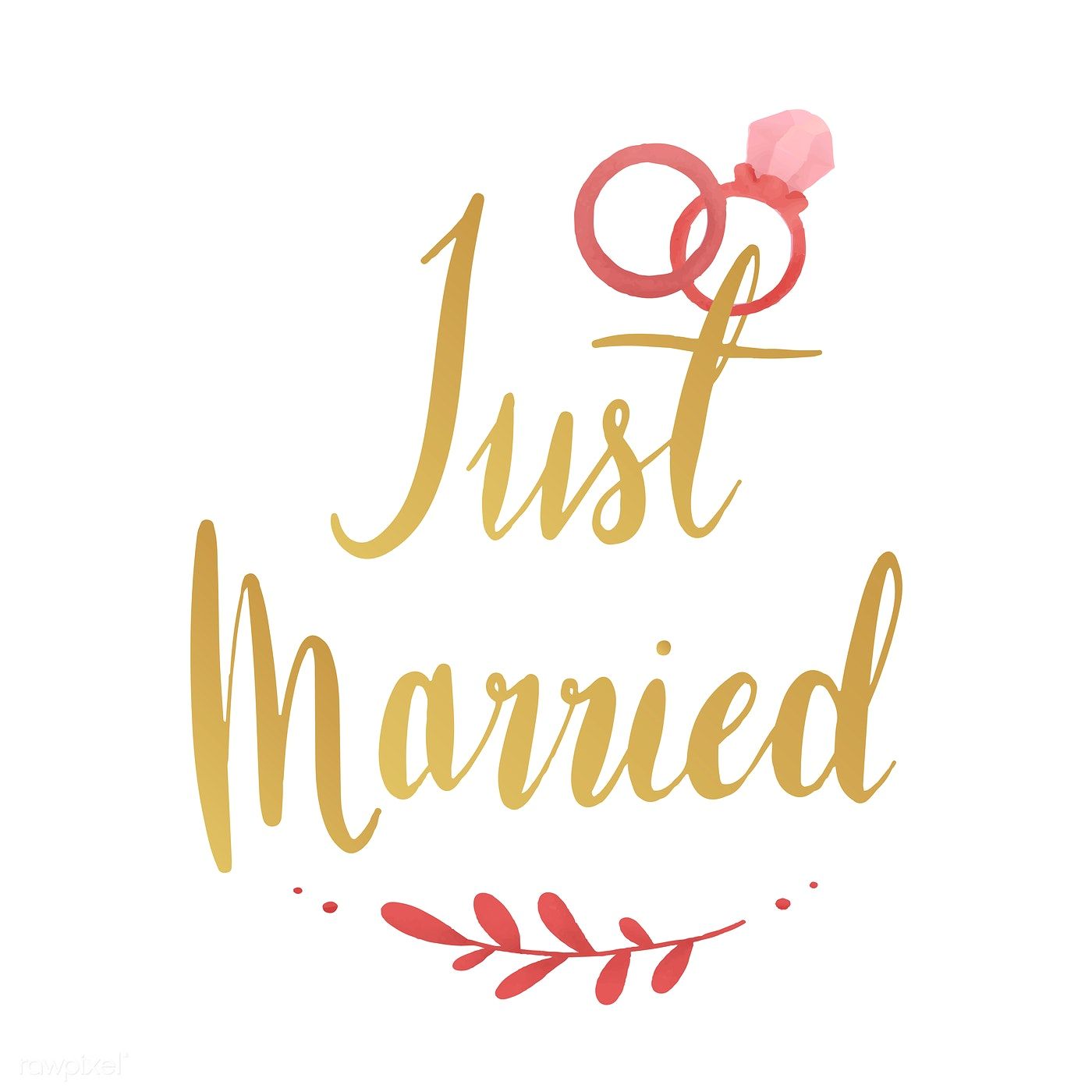 1400x1400 Just Married Typography Vector In Golden Free Image