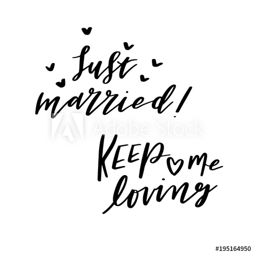 500x500 Just Married, Vector Love Calligraphy, Sweet Hand Lettering