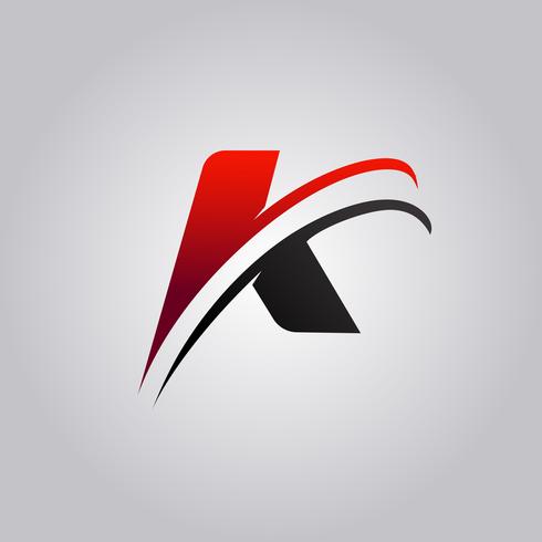 490x490 Initial K Letter Logo With Swoosh Colored Red And Black